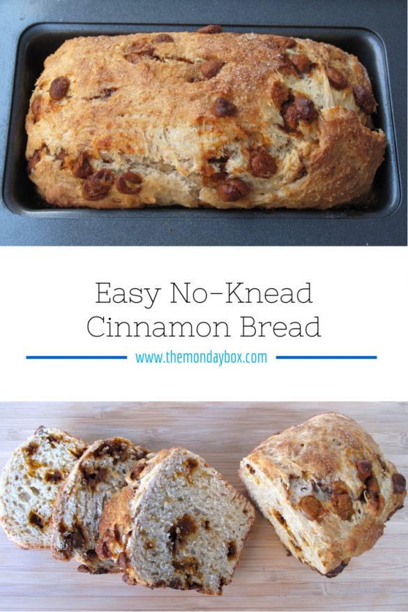 Easy Cinnamon Bread- Delicious sweet cinnamon bread using instant yeast and NO kneading! | The Monday Box Easy No-Knead Cinnamon Bread