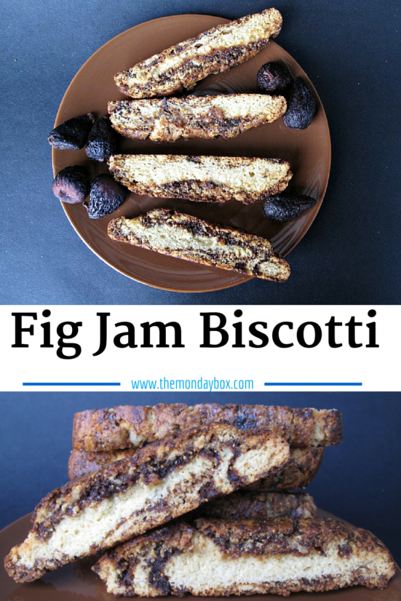 Fig Jam Biscotti- crunchy vanilla biscotti swirled with homemade fig jam! | themondaybox.com Fig Jam Biscotti