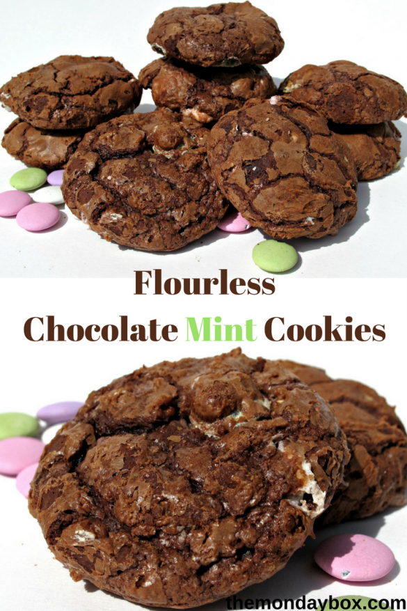 Flourless Chocolate Mint Cookies-fudgy, minty, and crunchy-chewy delicious! Perfect for Passover and gluten-free! | The Monday Box Flourless Chocolate Mint Cookies