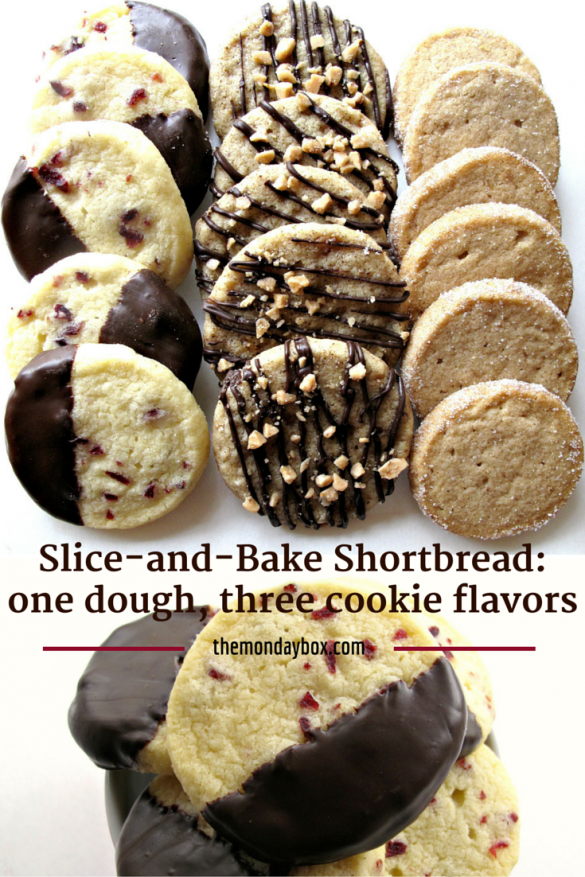 Slice-and-Bake Shortbread: one dough, three cookie flavors- Cranberry Orange, Cinnamon Brown Sugar, and Espresso Toffee | The Monday Box Slice-and-Bake Shortbread: one dough, three cookie flavors