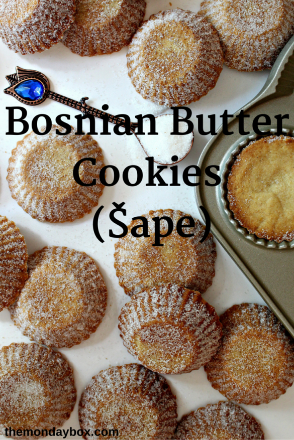 Bosnian Butter Cookies (Šape) are a crunchy, buttery, shortbread with a light lemon flavor. Delicious with coffee, tea, or milk! | The Monday Box Bosnian Butter Cookies (Šape)