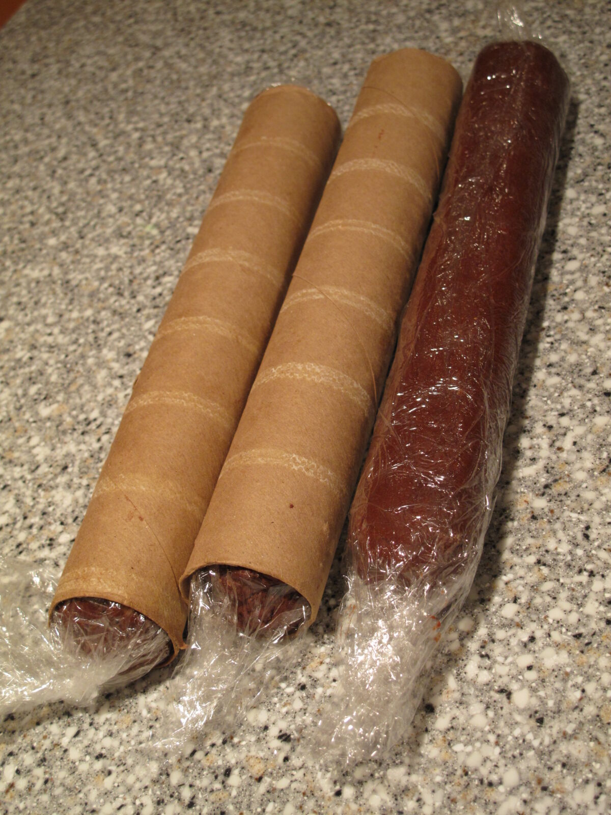 Store dough logs in card board paper towel tube to maintain rounded shape.