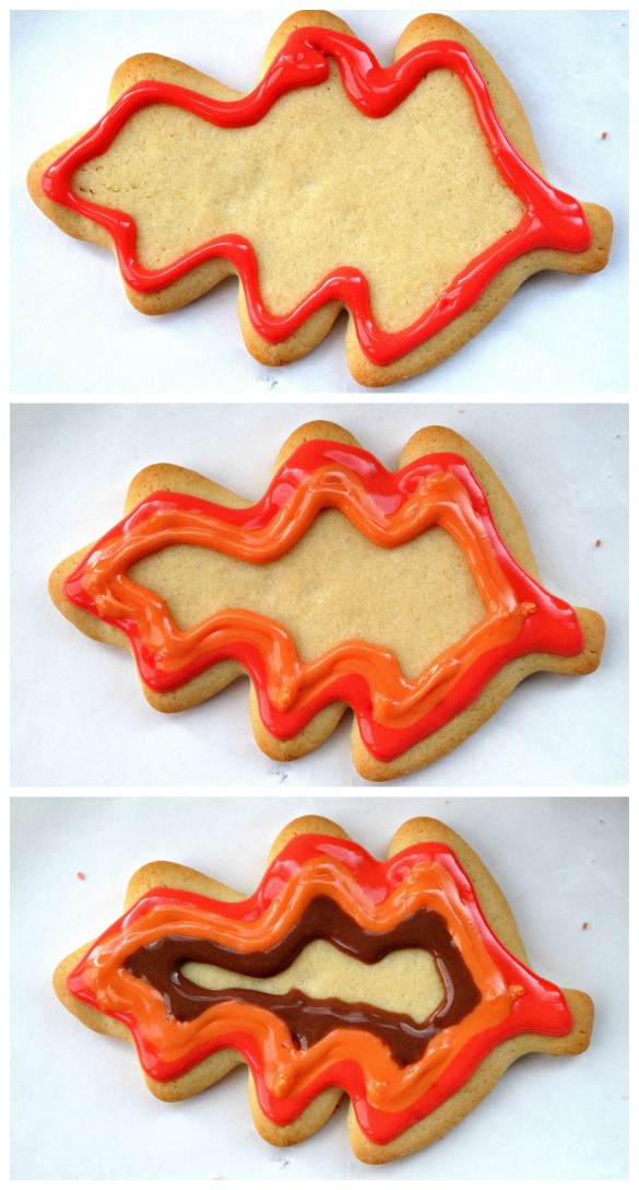 Step-by-step outlining of the Decorated Thanksgiving Sugar Cookies