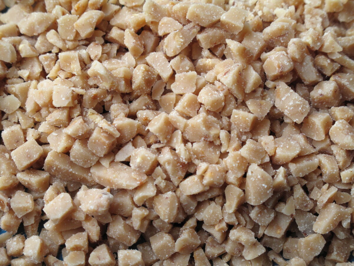 Close up of toffee bits.