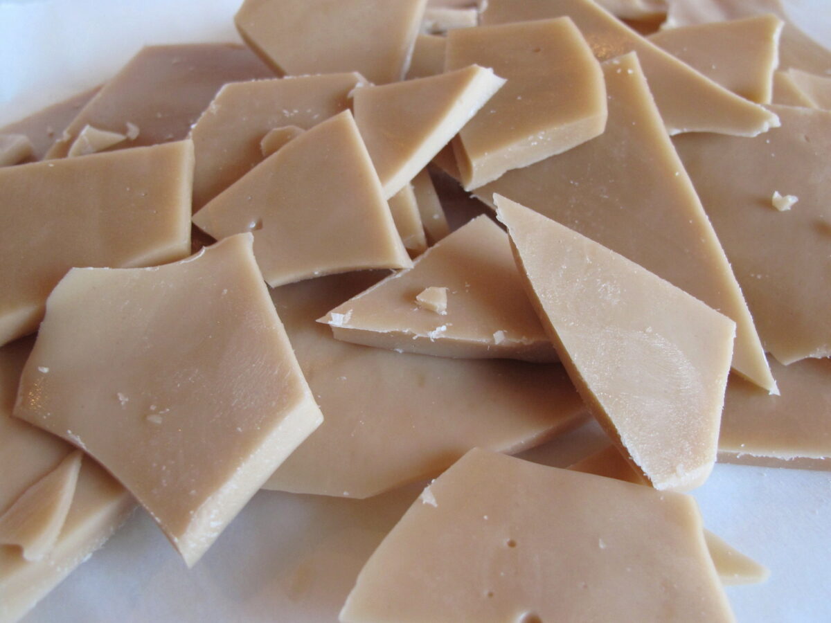Shards of homemade toffee.