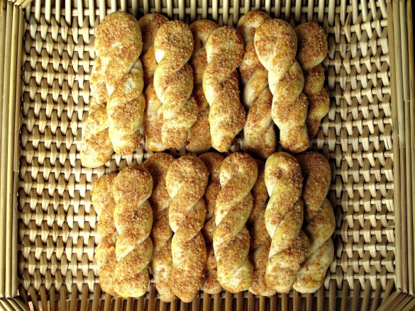 Cinnamon Sugar Twist Cookies in a basket