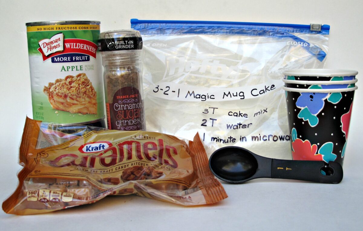 Caramel Apple Mug Cake ingredients.