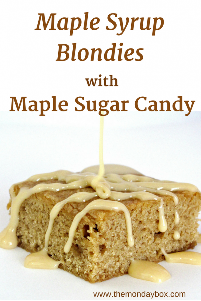 Maple Syrup Blondies with Maple Sugar Candy- chewy blondies full of warm maple flavor and homemade maple sugar candy bits | The Monday Box