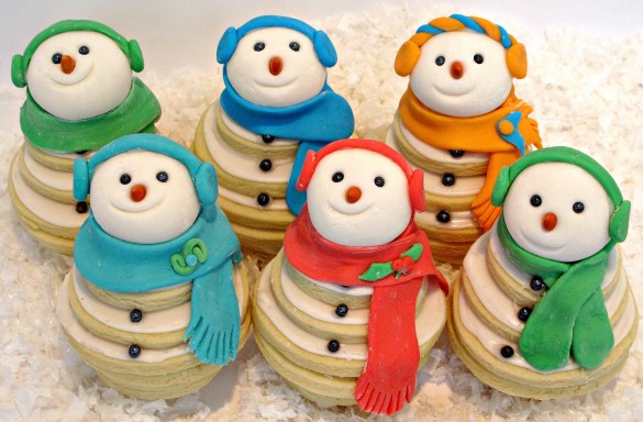 Smiling Snowmen Cookie Stacks