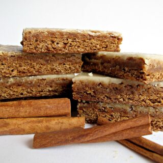 Chewy Cinnamon Ginger Lebkuchen Bars with Orange-Ginger Glaze