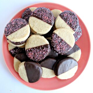 Chocolate-Dipped Peach Tea Shortbread Cookies