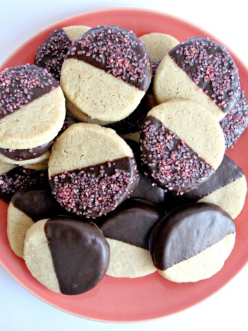 Chocolate-Dipped Peach Tea Shortbread Cookies