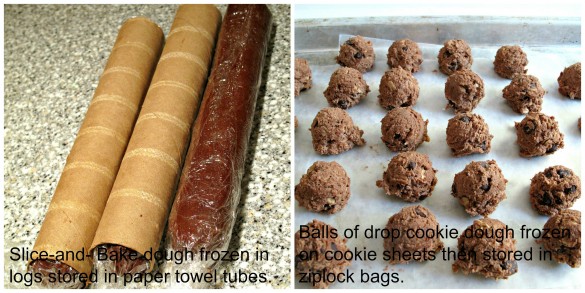 Freezing cookie dough in logs for slice and bake or in individual scooped portions