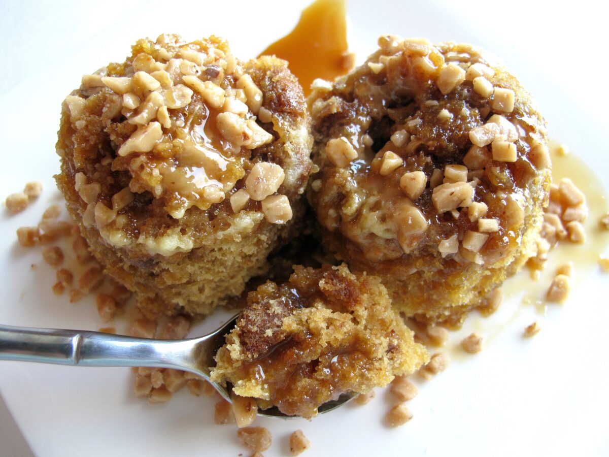  Biscoff  Mug Cake topped with toffee bits.