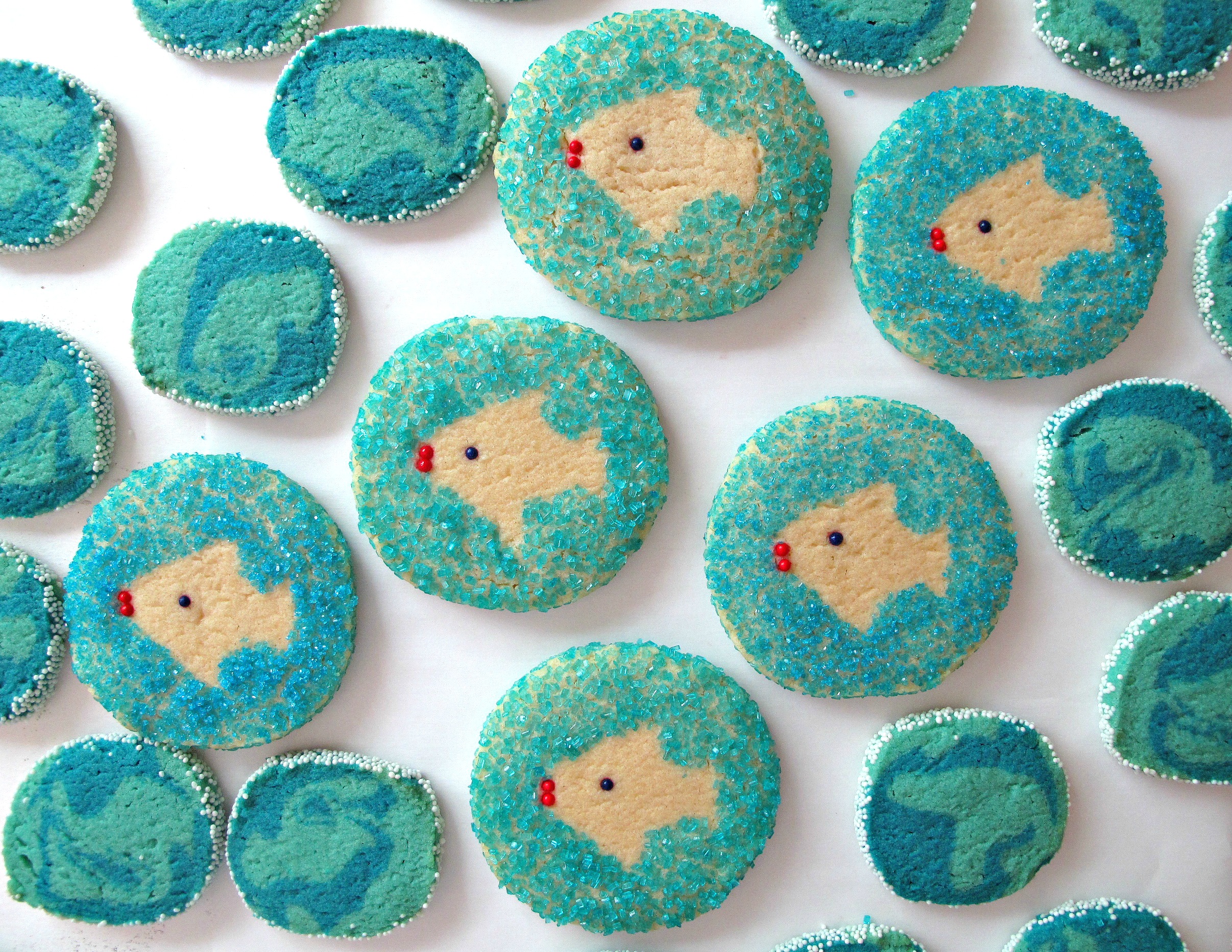 Gone Fishing Sugar Cookies  with fish stencils or marbled.