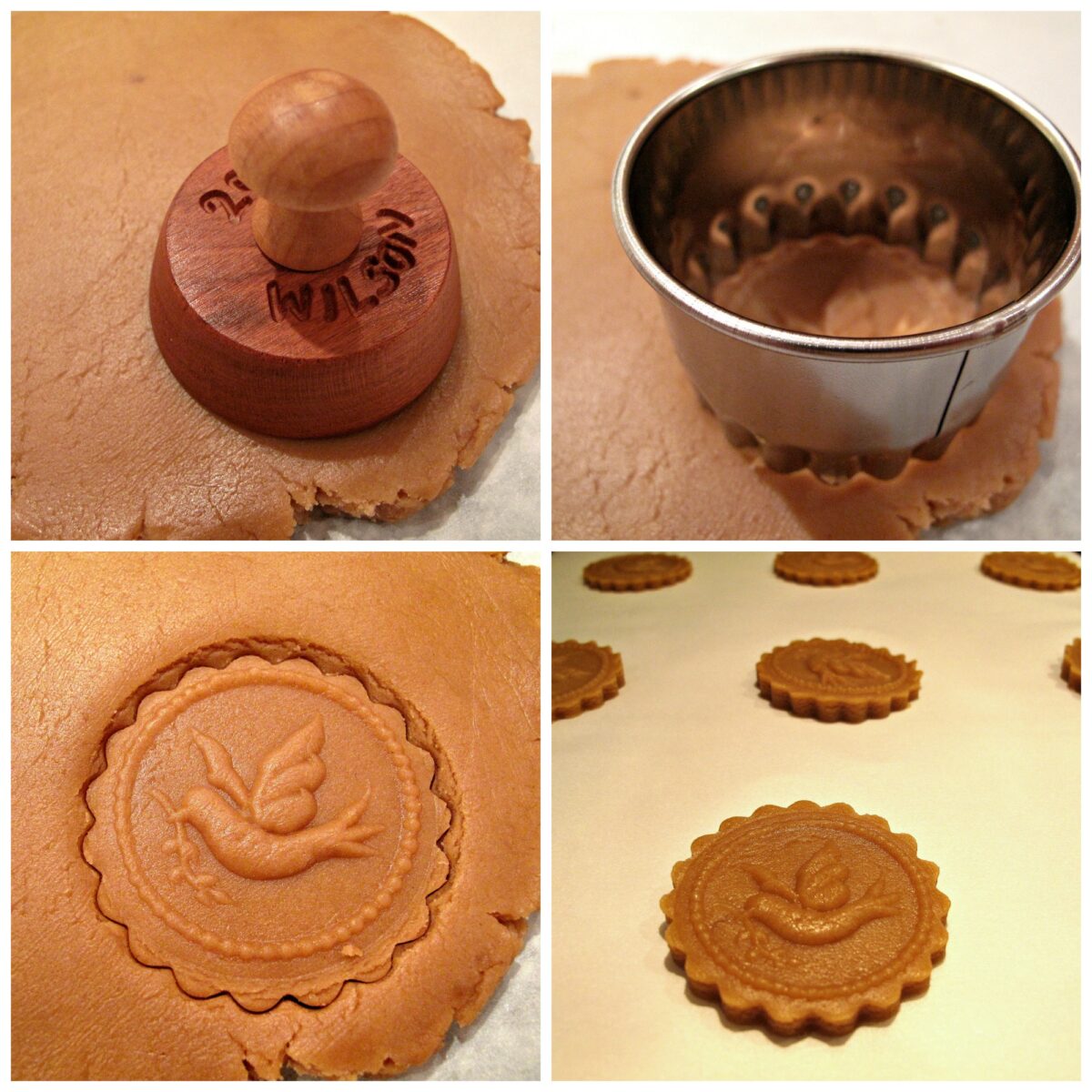Instructions: press in mold, cut out cookie with cookie cutter, remove cutter, transfer to baking sheet.