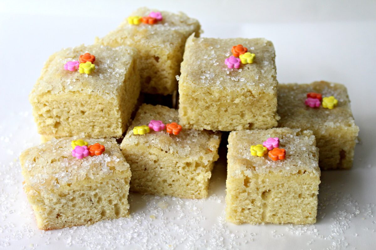 Cake-like sugar cookie bars.