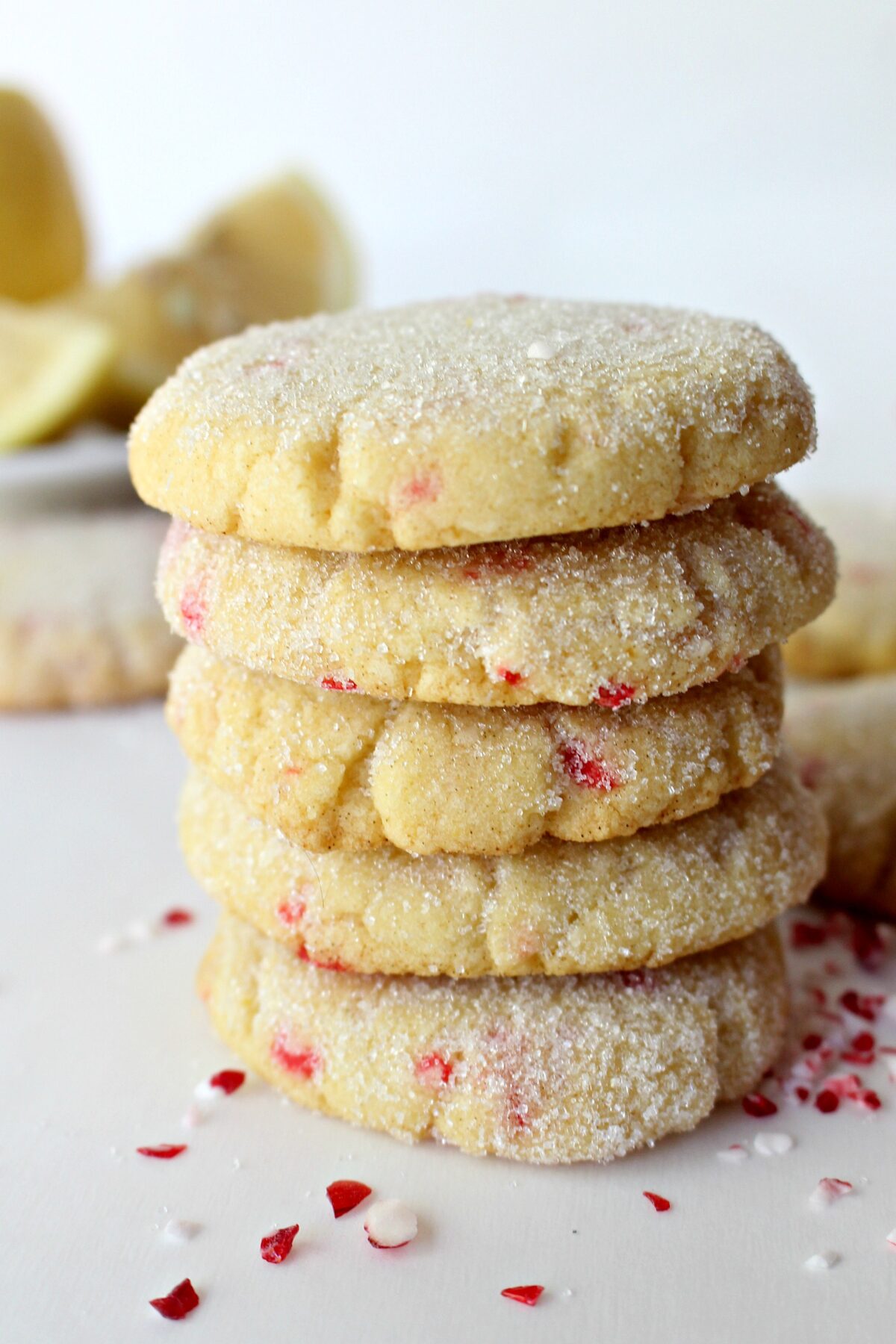 Stack of Lemon Cooler Cookies showing thick edges.
