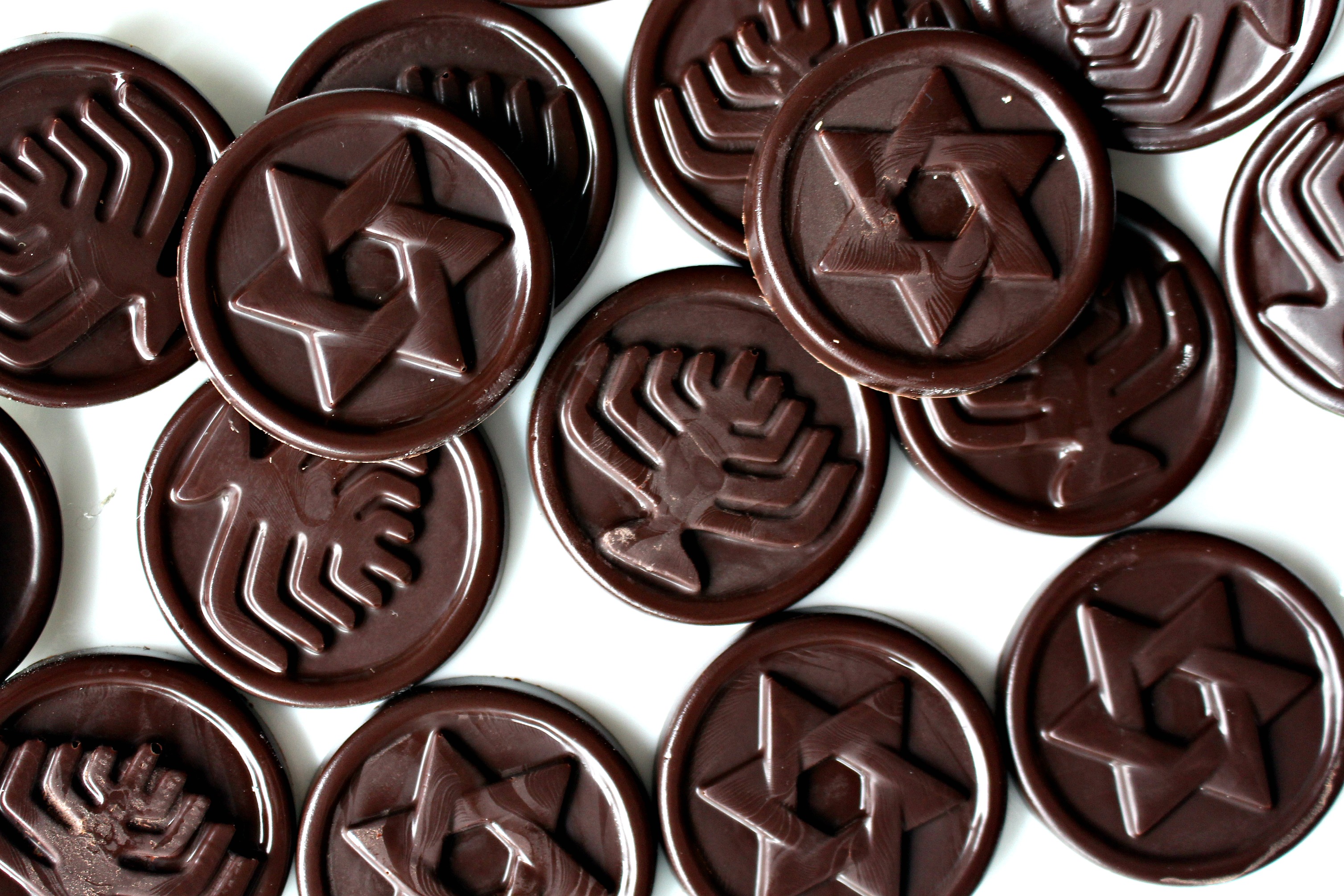 Chocolate Coins with molded Judaic designs