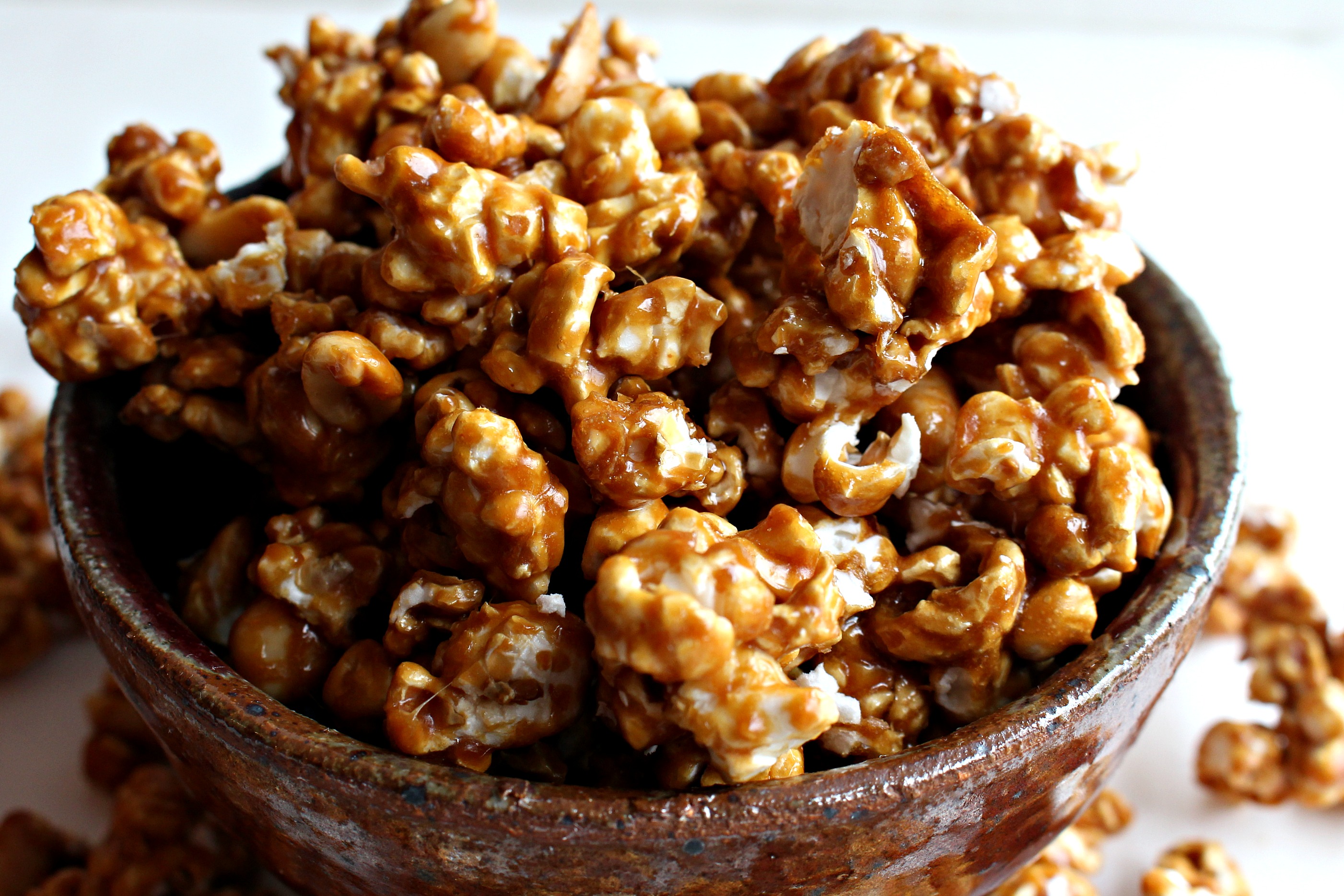 Homemade Caramel Popcorn with nuts