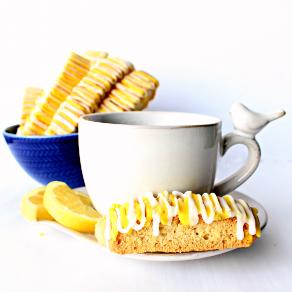 Lemon Biscotti with a cup of tea