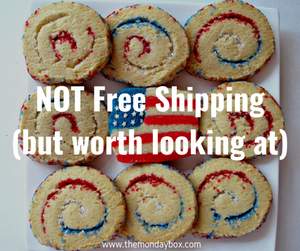 Swirls cookies and a flag cookie in background with text