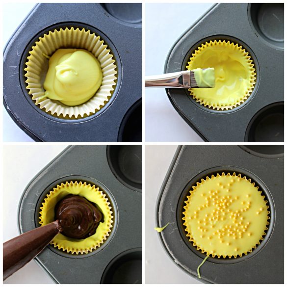 step by step images collage showing how to make peanut butter cups