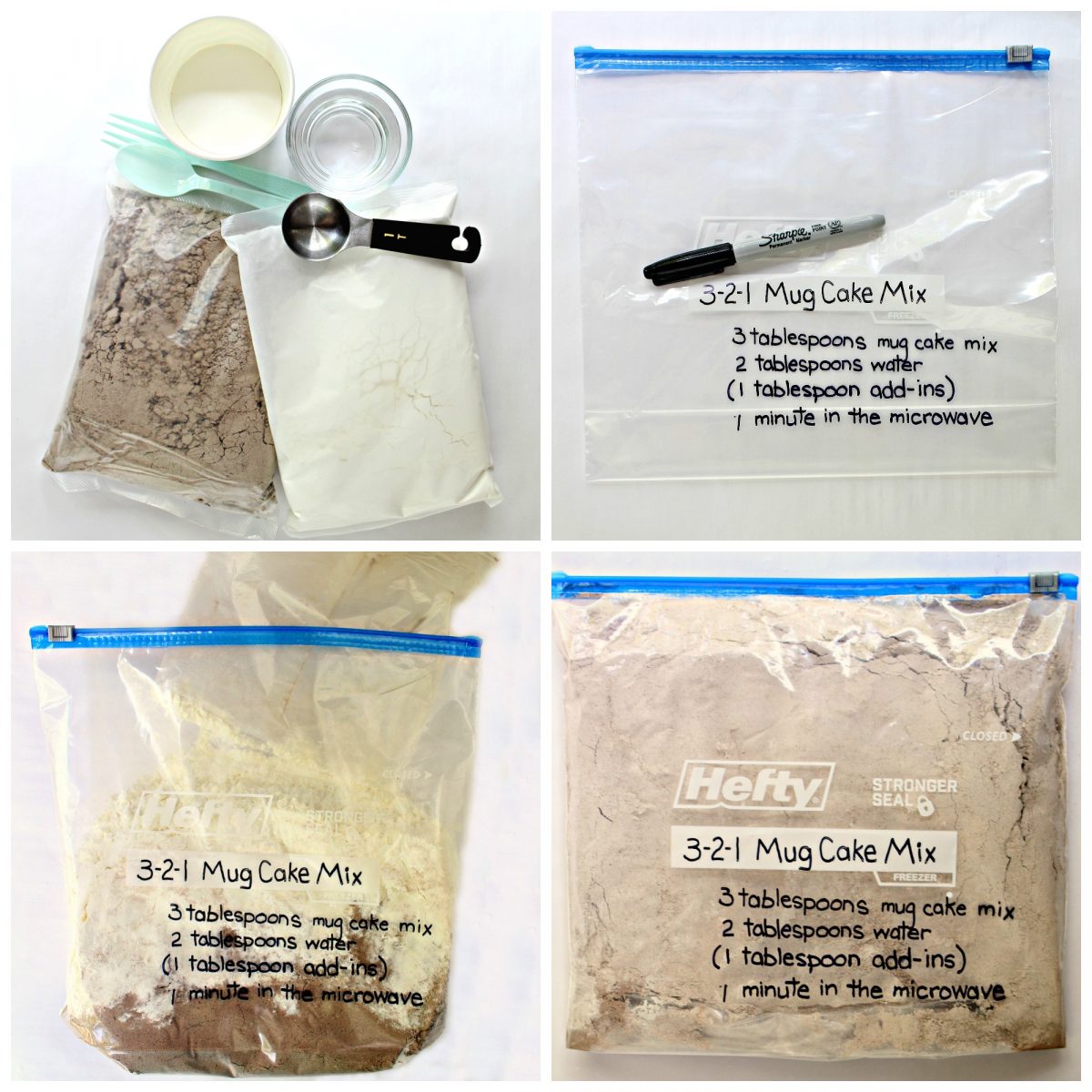 Instructions: label a large ziplock bag with instructions, add cake mixes, shake to combine.