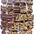 chocolate covered toffee cut into squares