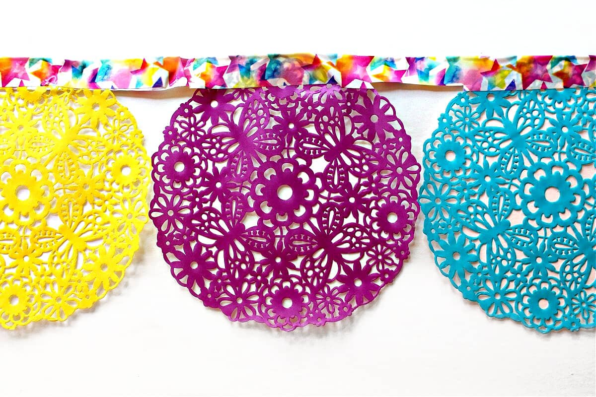 Colorful paper doiley banner.