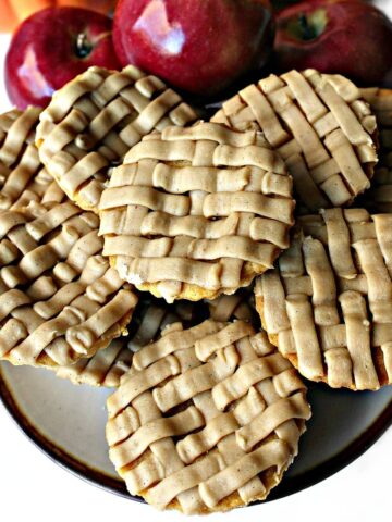 Pumpkin Pie shaped cookies with piped basket weave frosting.