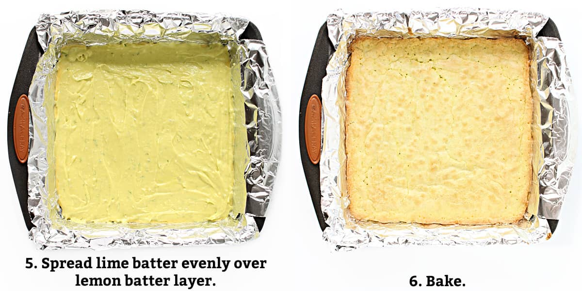 Instructions: spread lime batter in pan, bake.